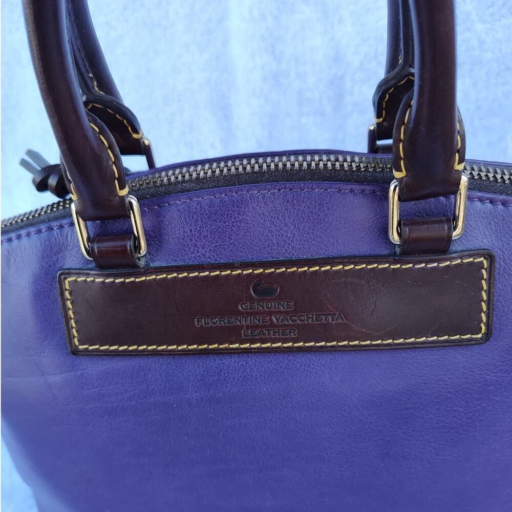 Dooney & Bourke Leather Purse Shoulder Bag, Handbag Purple w/ Dark Trim - Picture 4 of 17